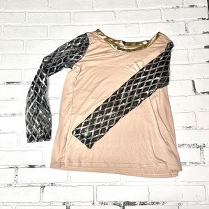 🍩 Mid-length Sequined Long Sleeved  Khaki Top